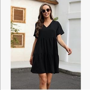 Women's Loose Swing Dress Casual Short Flowy Tunic Babydoll Dress ( WITH TAG )